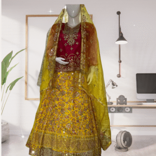 Traditional Mehndi Lehenga – Festive Ready-to-Wear Outfit for Wedding Events