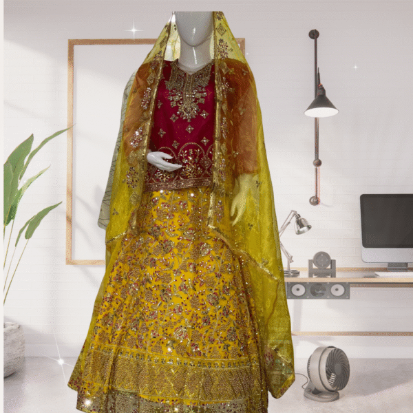 Traditional Mehndi Lehenga – Festive Ready-to-Wear Outfit for Wedding Events