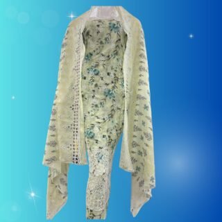 Elegant Chikan Kari Suit | Printed Chikan Kaari with Dupatta – Mata Patti Lawn